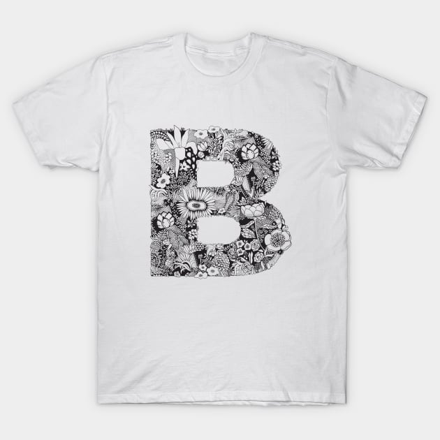 Floral Letter B T-Shirt by HayleyLaurenDesign